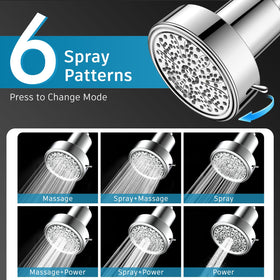 FEELSO shower head displaying six spray modes for personalized showers.
