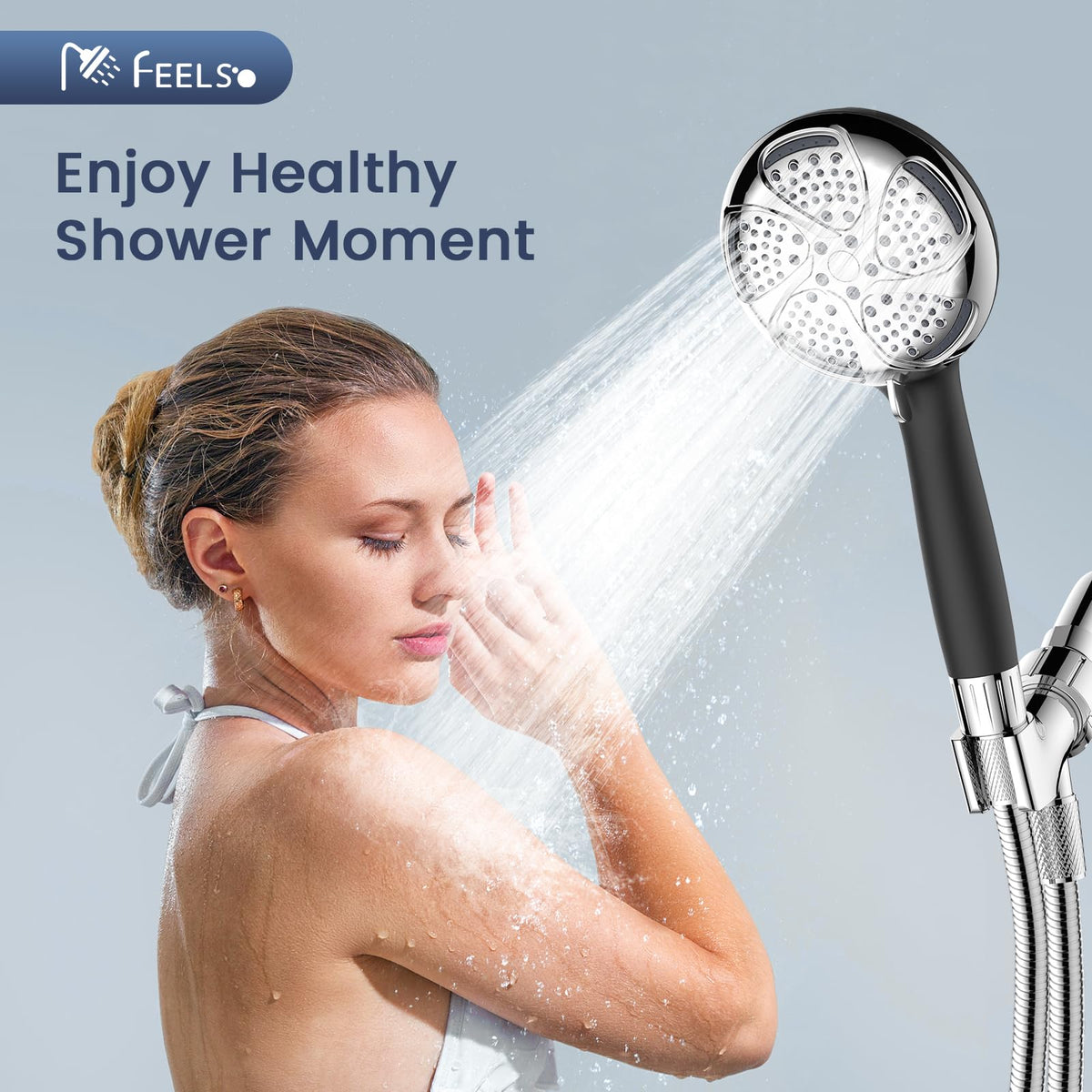 FEELSO two-pack usage image suggests family-friendly replacement routine