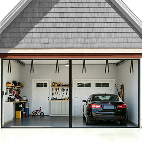 FEGO garage screen 16x7 ft magnetic closure enables easy walk-through and airflow.