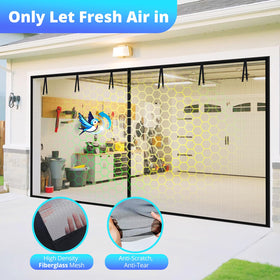 FEGO garage screen heavy-duty weighted bottom stays sealed in wind.