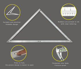 FEI-RONG 48-inch folding square with diamond-cutout for rafter cuts.