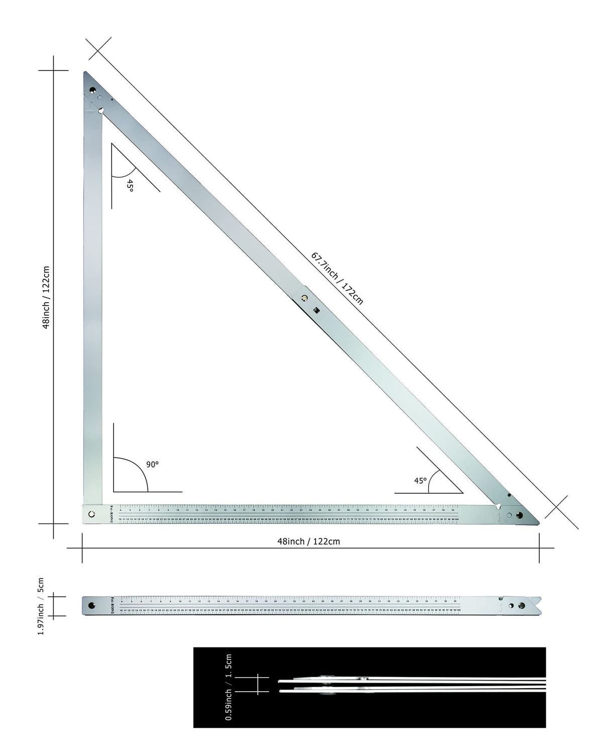 FEI-RONG 48-inch folding square scribing notches for stud widths.