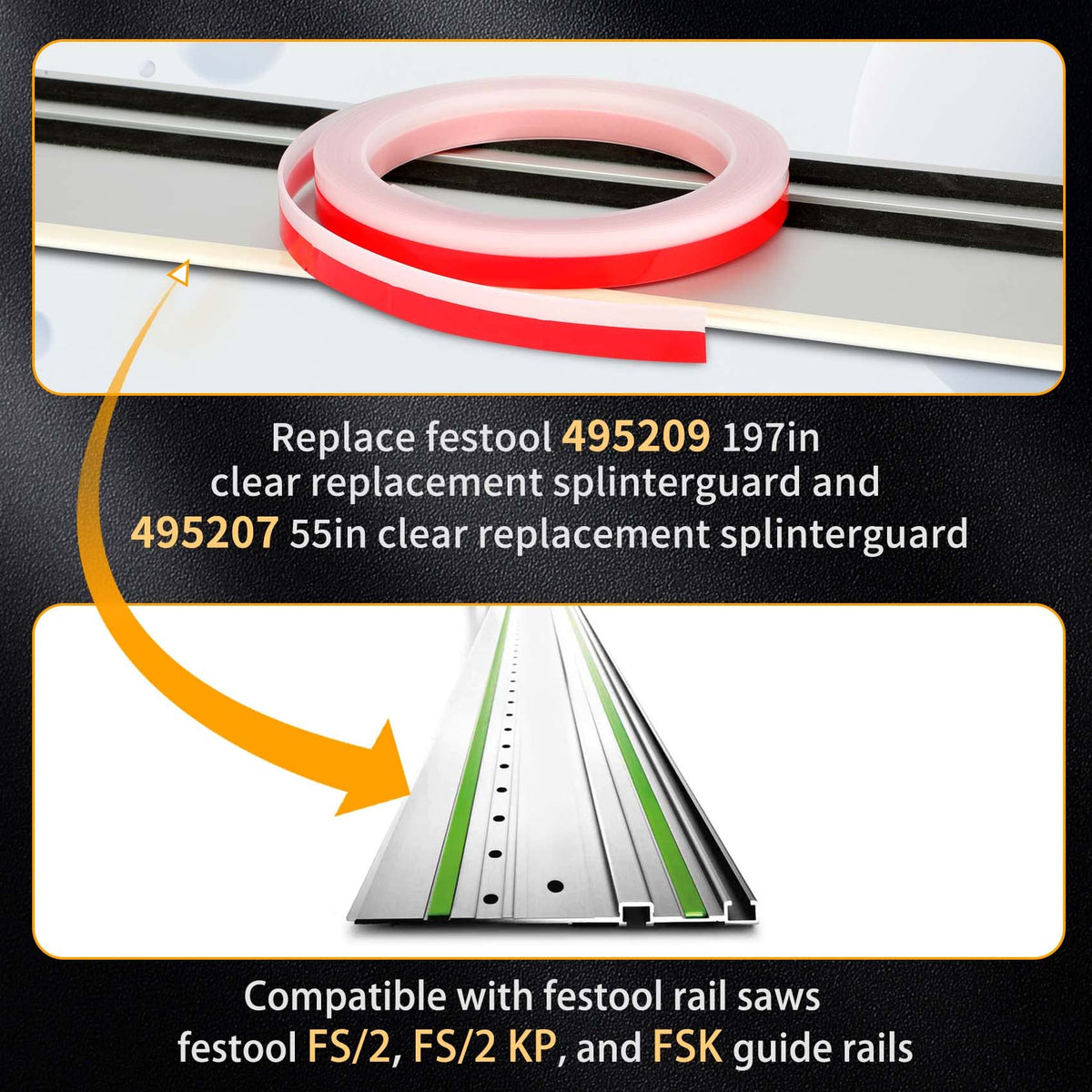 Feikeer 200-inch splinter guard length provides extended coverage on rails.