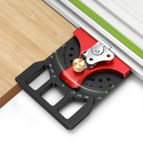 Feikeer adjustable track saw square shows a side angle for precise cuts