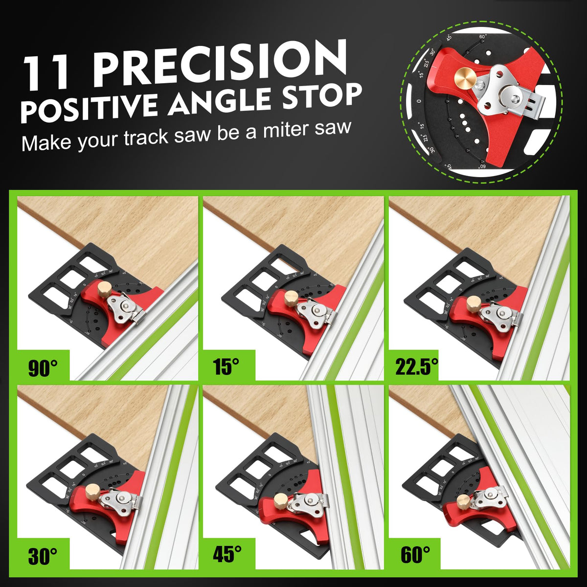 Feikeer track saw square displays 11 angles for multi angle cuts