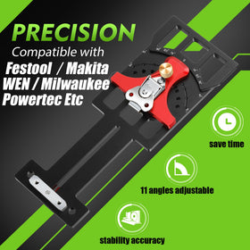 Feikeer track saw square clamps onto compatible rails for fast setup
