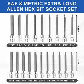 Feikenee 3/8 drive hex socket bits laid out for quick identification and faster work.