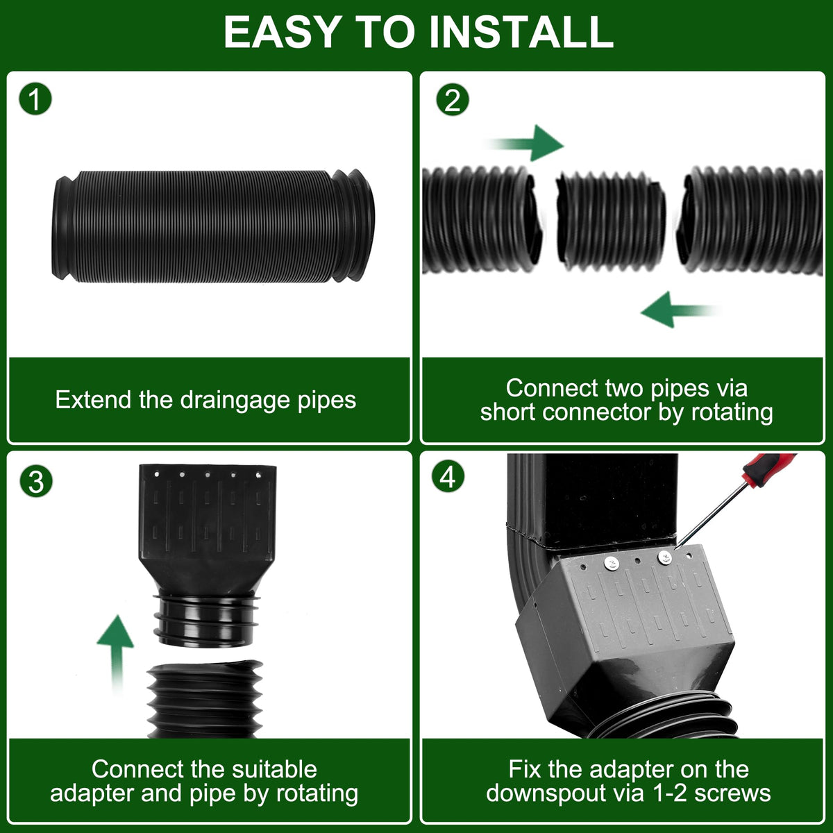 FEILAYDUN compatibility supports common downspouts: 2x3, 3x3, 3x4.