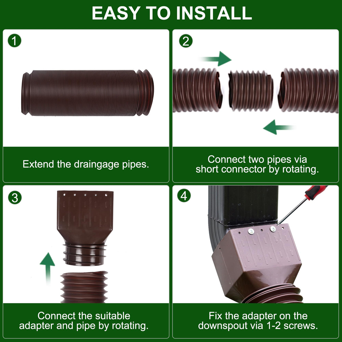 FEILAYDUN brown color extension assembled for residential gutters
