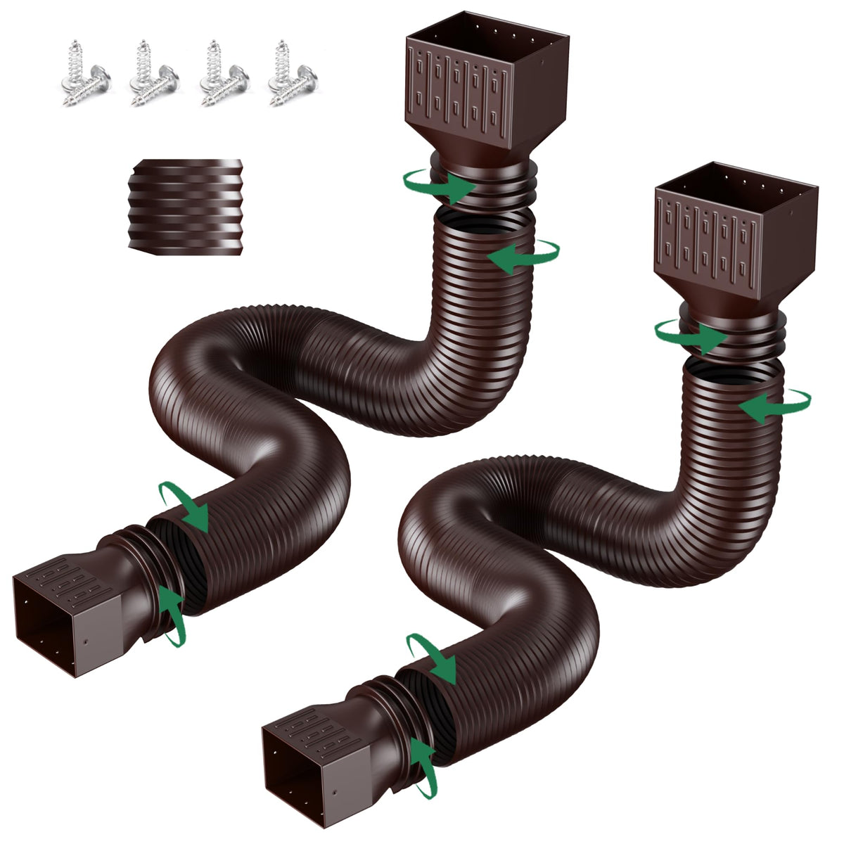FEILAYDUN downspout extensions, 20–66 inches, flexible routing to direct rain away from your home