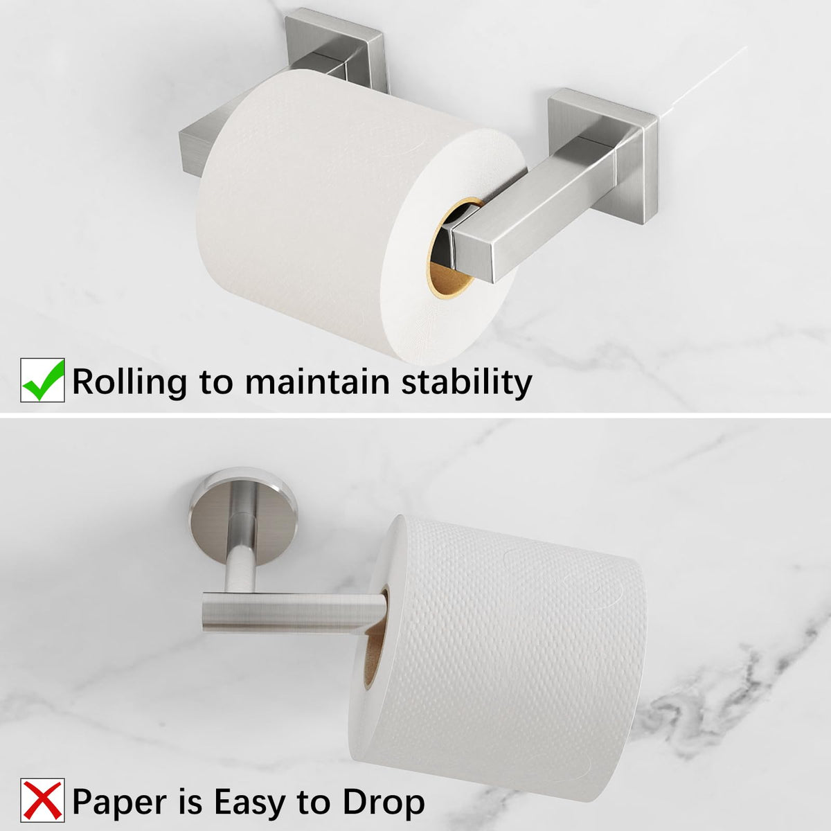 FEILERN 2.7-inch bar-to-wall gap fits oversized rolls neatly