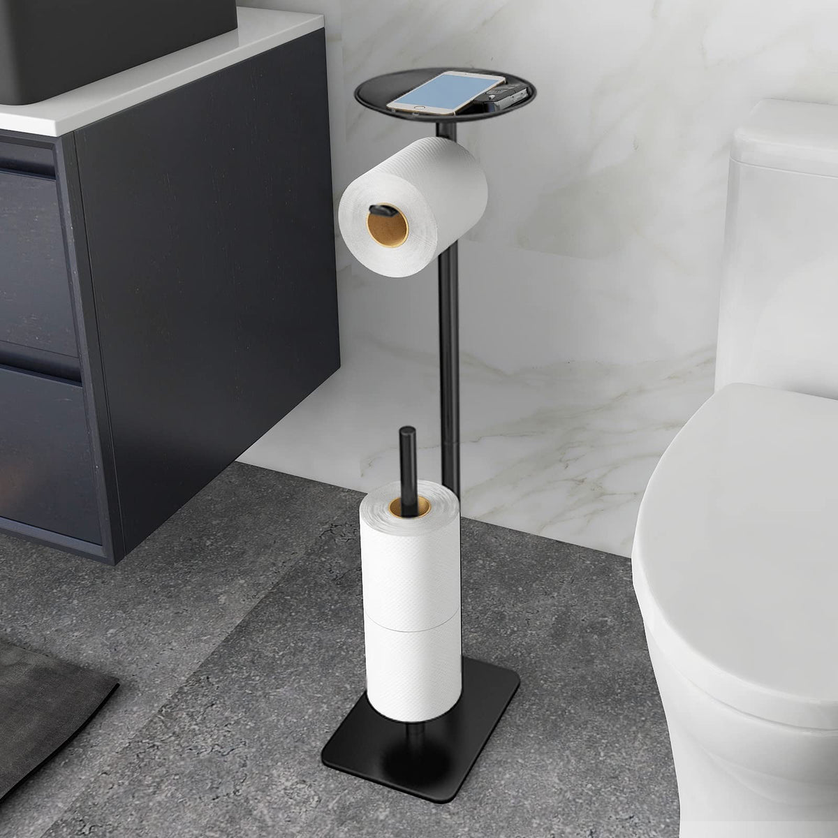 FEILERN toilet paper stand with weighted anti-slip base for steady placement