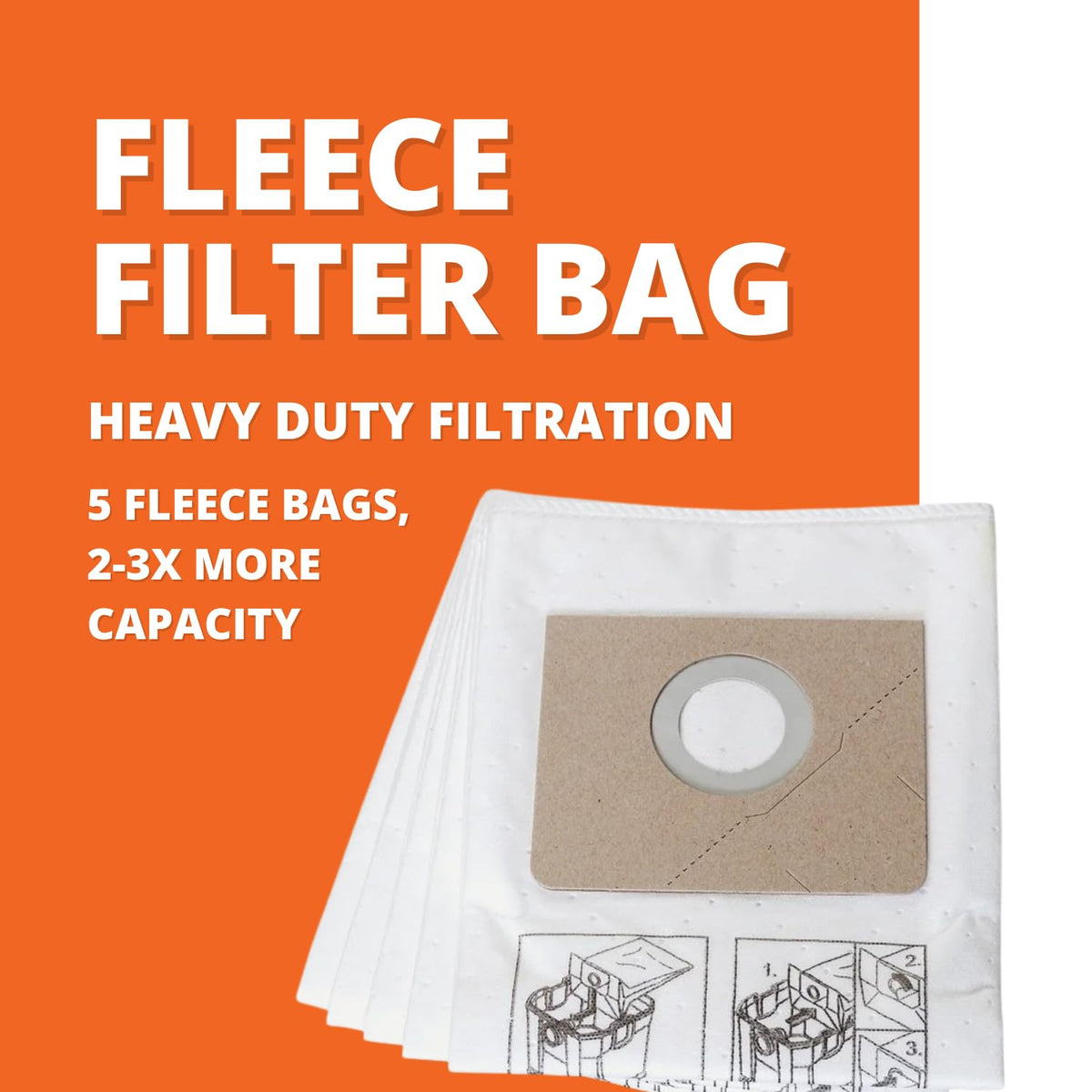 Fein nonwoven fleece filter bag provides enhanced dust filtration for cleaner air.
