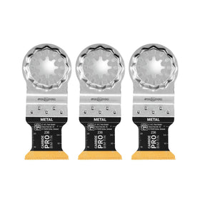 Fein Starlock E-Cut Carbide Pro blade close-up showing carbide teeth for hard metal cutting