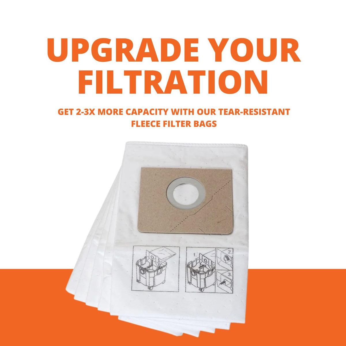 Fein Turbo II dust extractor connection with secure filter bag fit demonstrated.