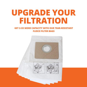 Fein Turbo II dust extractor connection with secure filter bag fit demonstrated.