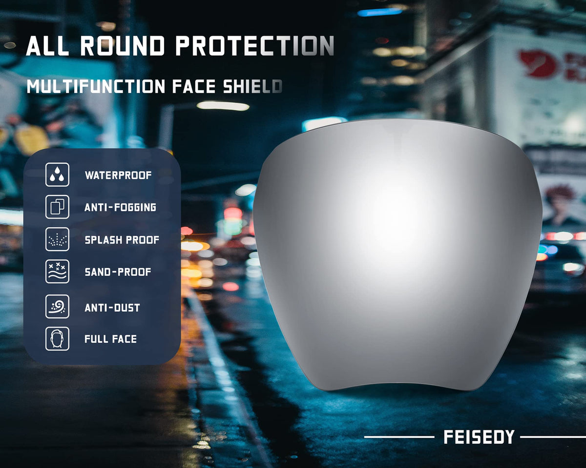 FEISEDY 360-degree shield protecting eyes from droplets and wind.