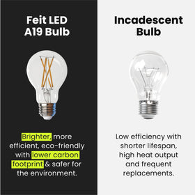 Feit Electric A19 filament LED bulb reaches full brightness instantly without delay.
