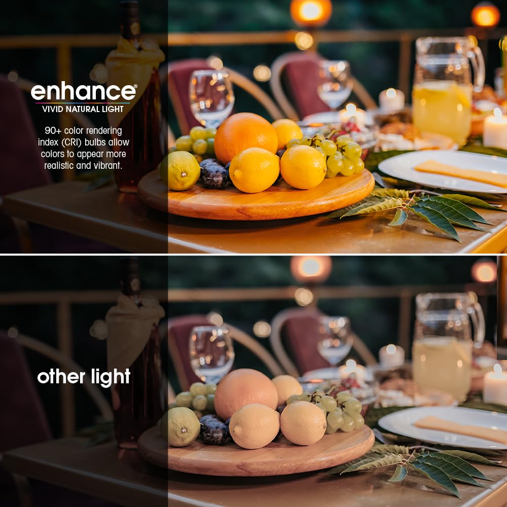 Feit Electric A19 shown instantly bright in a lamp for immediate visibility.