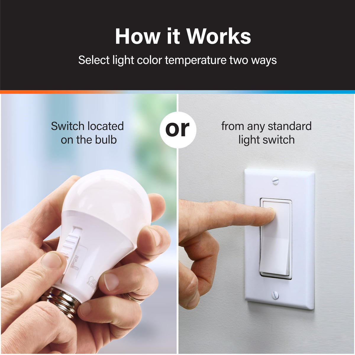Feit Electric A19 LED bulb 2700K soft white for warm ambience.