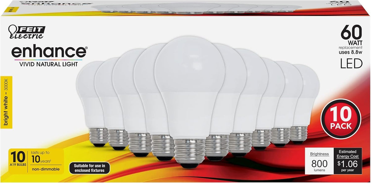 Feit Electric A19 LED bulb emits 800 lumens for bright illumination