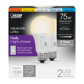 Feit Electric A19 LED bulb dimmable with 6WYCA code for flexible lighting.