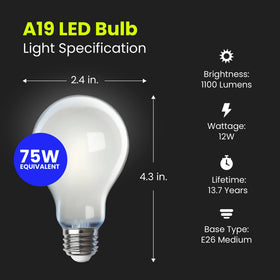 Feit Electric A19 LED bulb dimmable for customizable ambiance and smooth brightness control.
