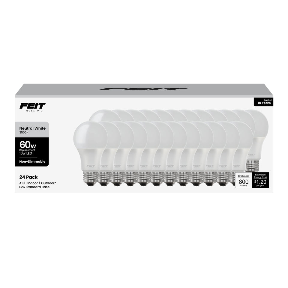 Feit Electric A19 LED bulb emitting 800 lumens of neutral white light