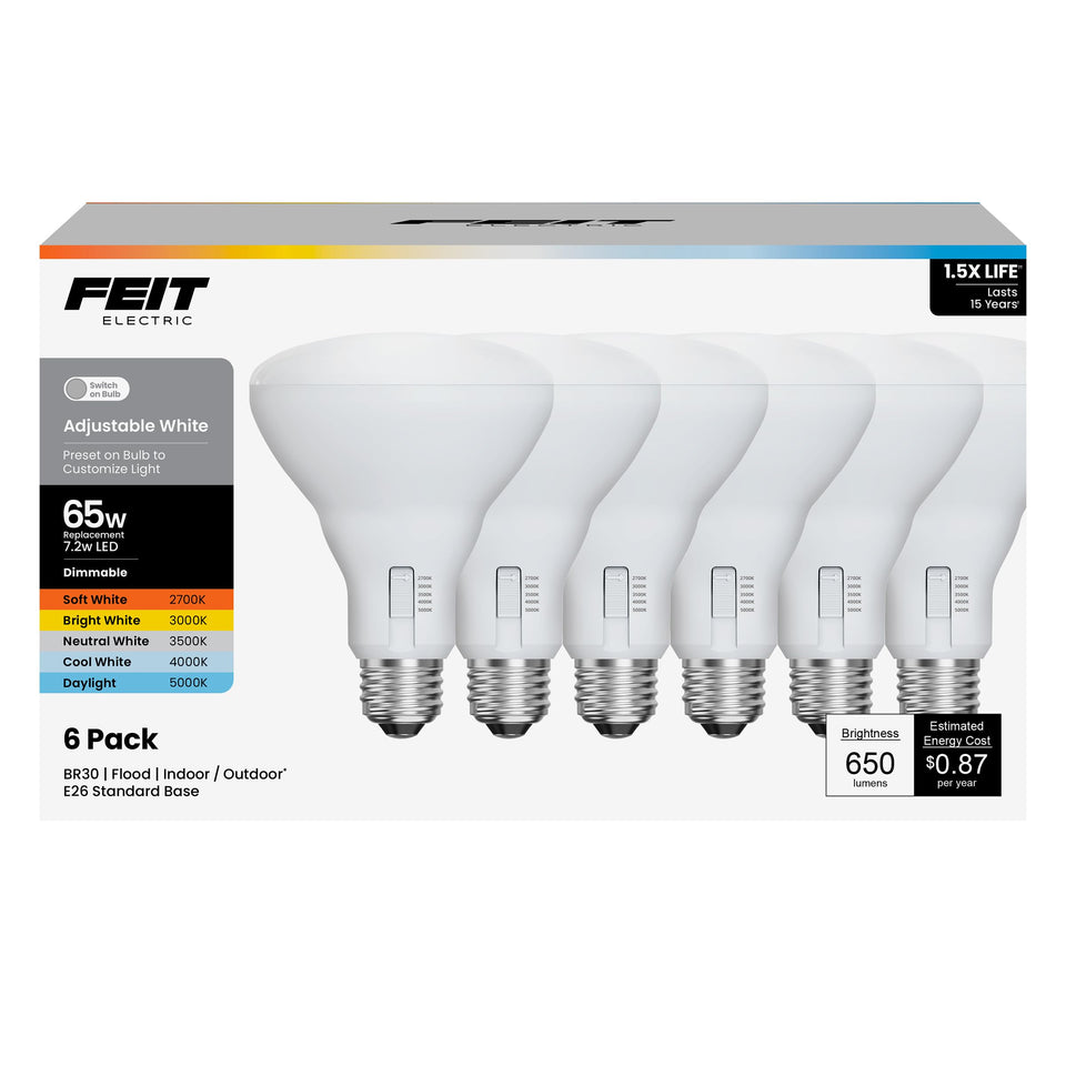 Feit Electric BR30 dimmable 650-lumen flood light for versatile room lighting