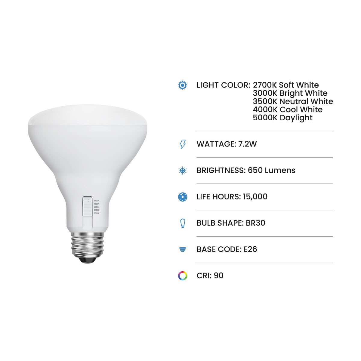 Feit Electric BR30 five-cct color temperature option for customizable ambiance