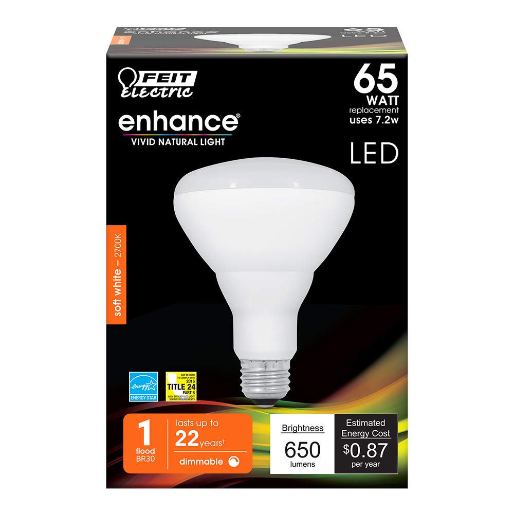 Feit Electric BR30 LED bulb 2700K soft white creates warm ambiance in homes