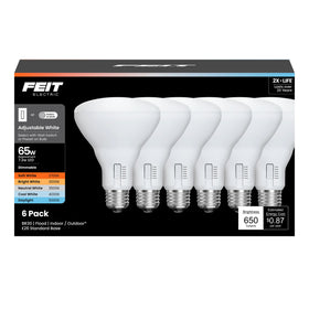 Feit Electric BR30 LED bulb dimmable for versatile room lighting.
