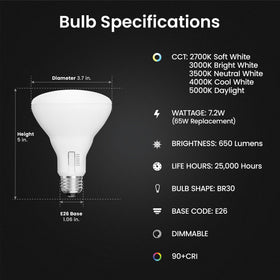 Feit Electric BR30 LED with five color temps switchable via switch.