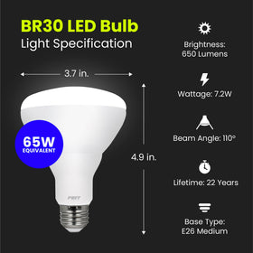 Feit Electric BR30 LED dimmable bulb with 2700K soft white tone.