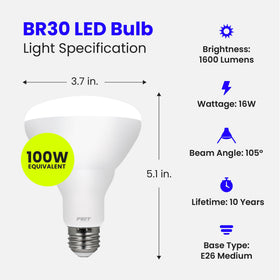 Feit Electric BR30 for recessed can lights creates clean daylight for kitchens.