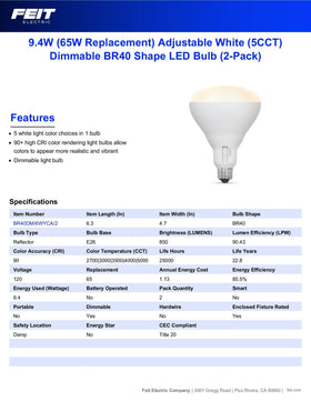 Feit Electric BR40 2-pack ideal for kitchens and hallways.