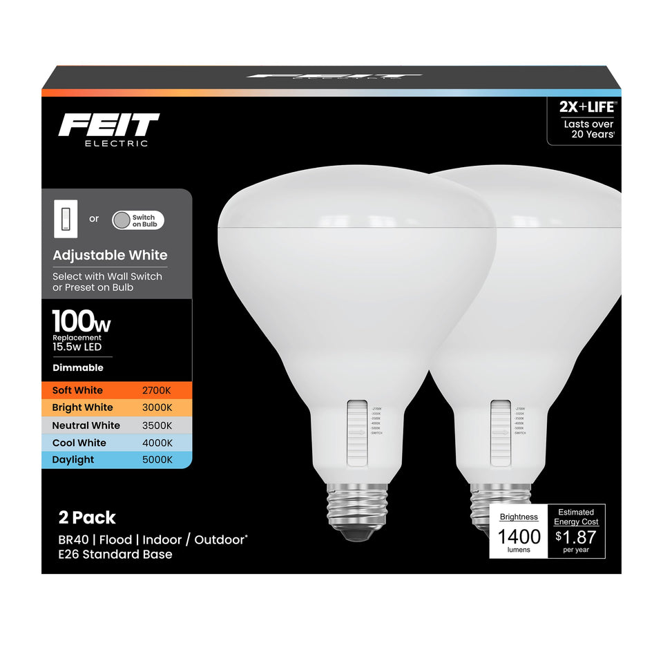 Feit Electric BR40 LED bulb front view for versatile energy-saving lighting