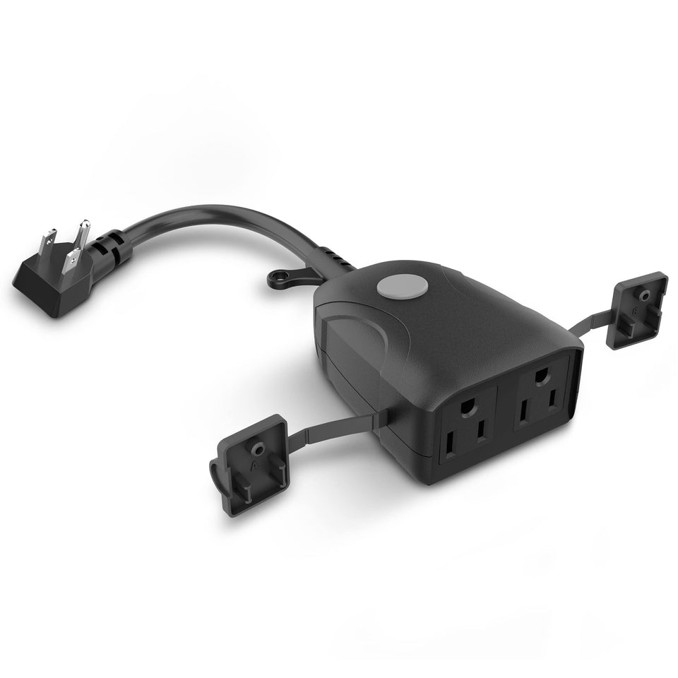 Feit Electric dual outlet outdoor wall plug for simultaneous power control.