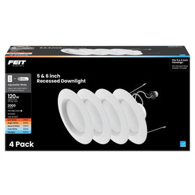 Feit Electric adjustable white downlight showing 2700K–5000K range for versatile rooms