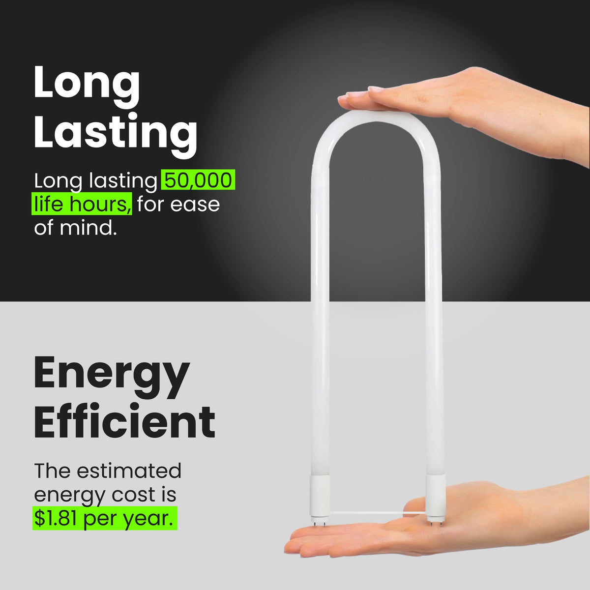 Feit Electric T8 U-Bend LED UL-listed and FCC-compliant lighting