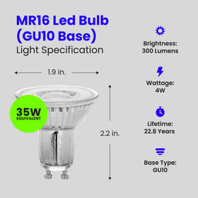 Feit Electric MR16 bulb dimmable for ambiance control.