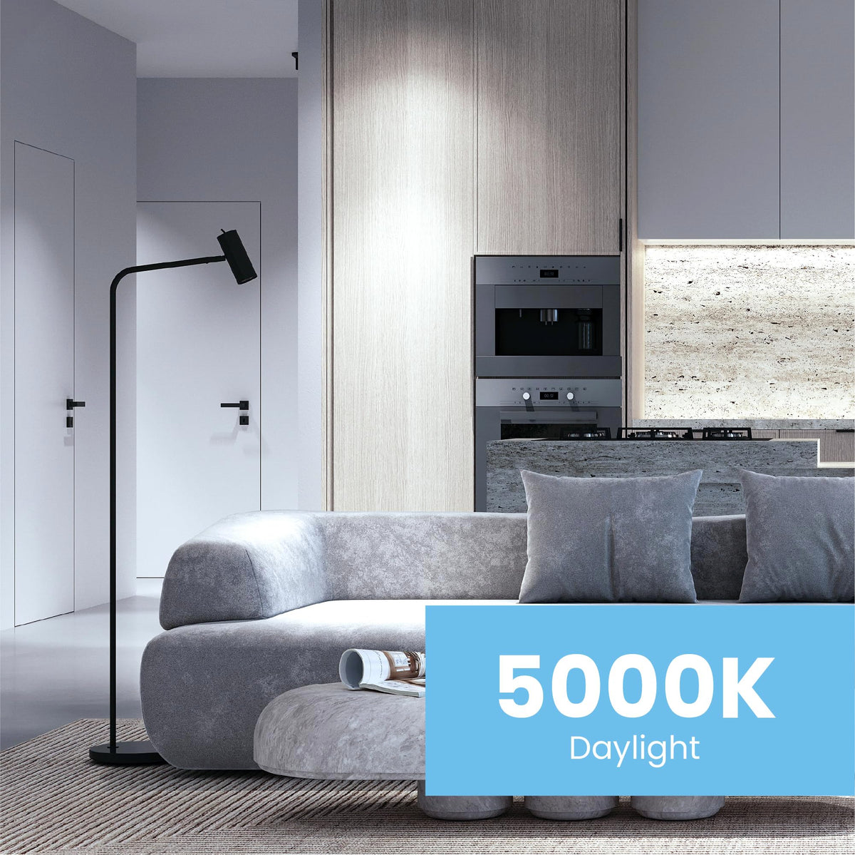 Damp-rated design offers reliable performance in humidity-prone spaces.