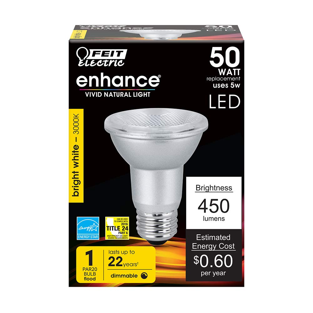 Feit Electric PAR20 LED bulb 3000K warm white enhances ambience with accurate colors