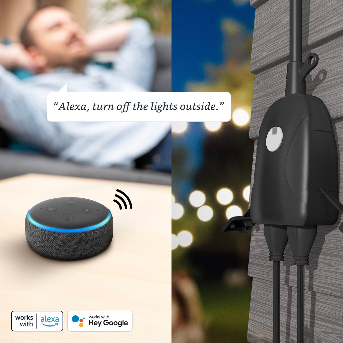 Feit Electric outdoor plug with scheduling to automate lights and pumps.