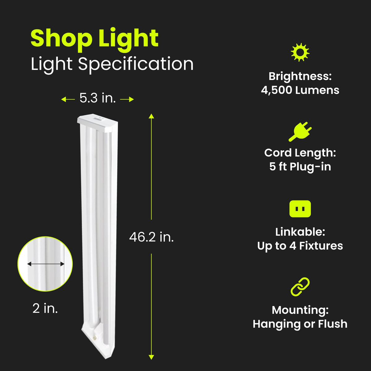 Feit Electric shop light assembly for mounting.