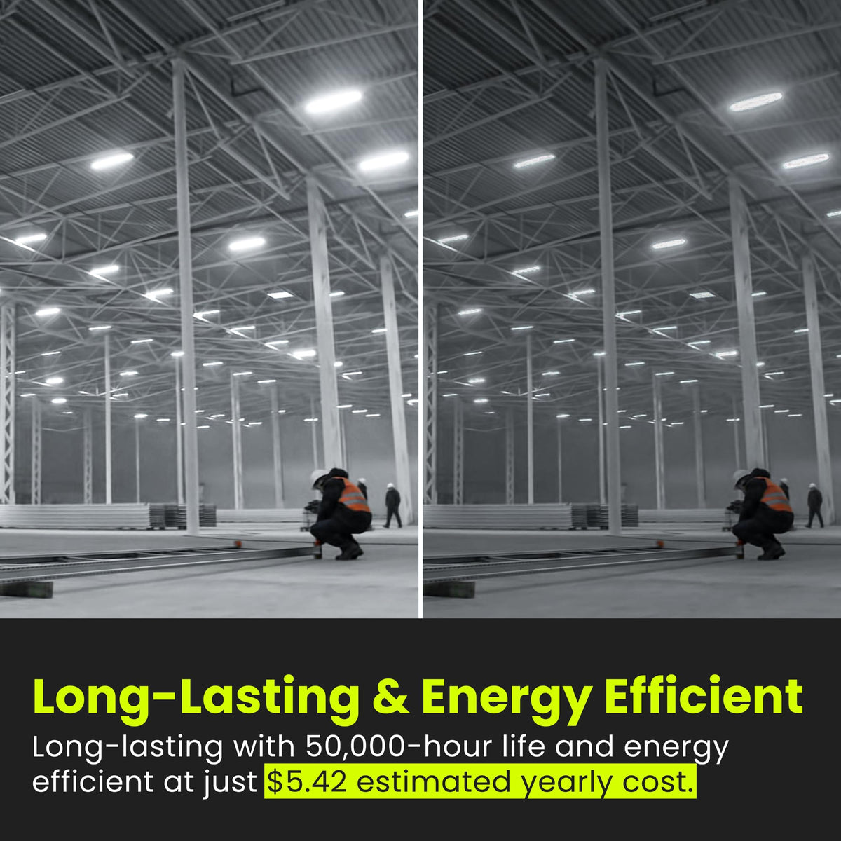 Feit Electric shop light demonstrates even light distribution over workspace.