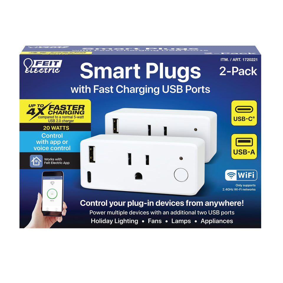 Feit Electric smart plug ready for Alexa and Google Home with remote control.