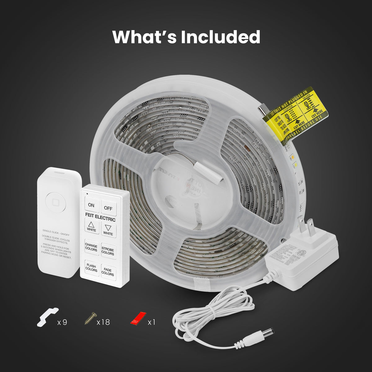 Feit Electric Smart Strip 16ft voice-control feature lets you dim and switch colors hands-free.