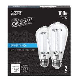 Feit Electric ST19 Vintage Edison bulb with exposed filament for decorative lighting