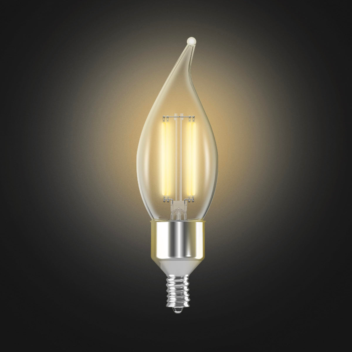 Feit Electric Vintage Flame Tip installed in a chandelier for elegant lighting.